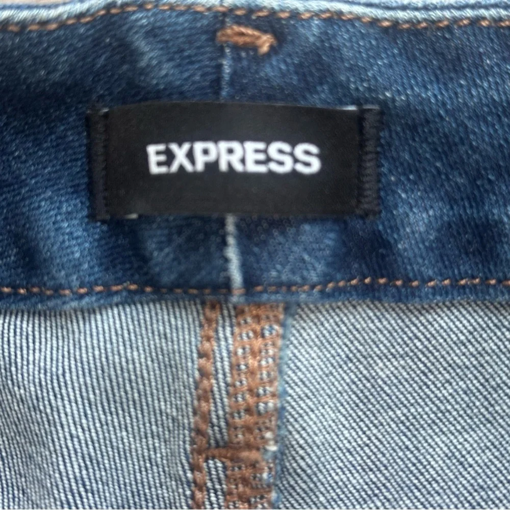 Express High Rise Skinny Jeans Women’s Small 0/2/4 Dark Wash‎ Distressed NWT